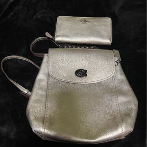 Coach backpack and matching wallet set